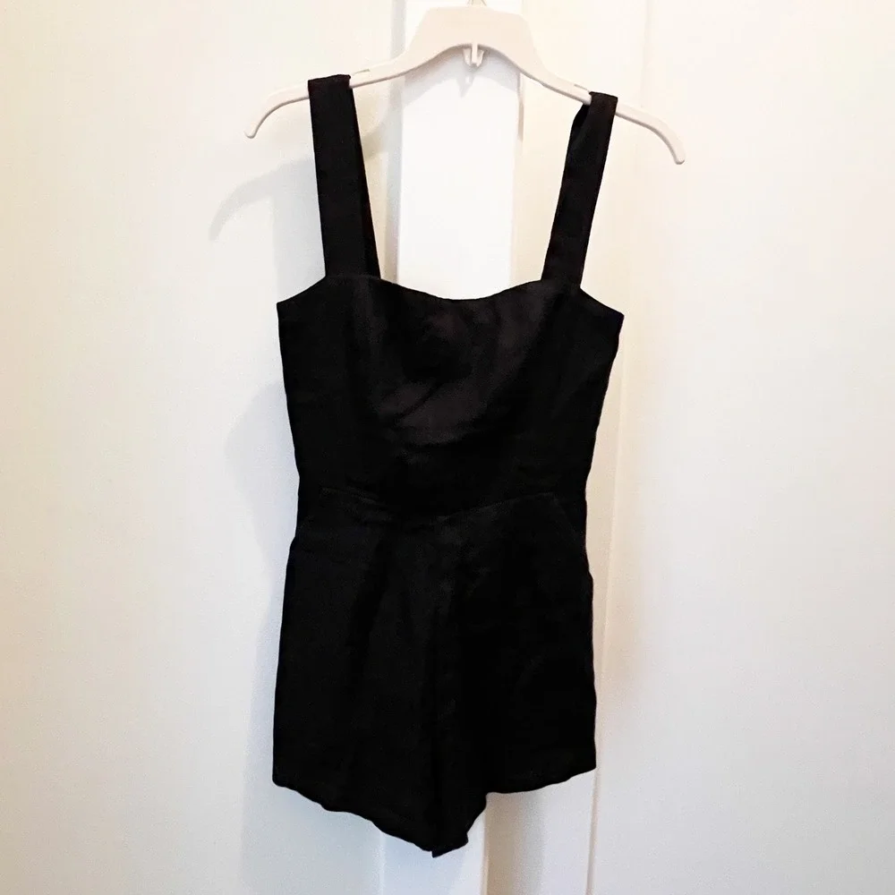 Reformation Island‎ Linen Black Romper Size 2